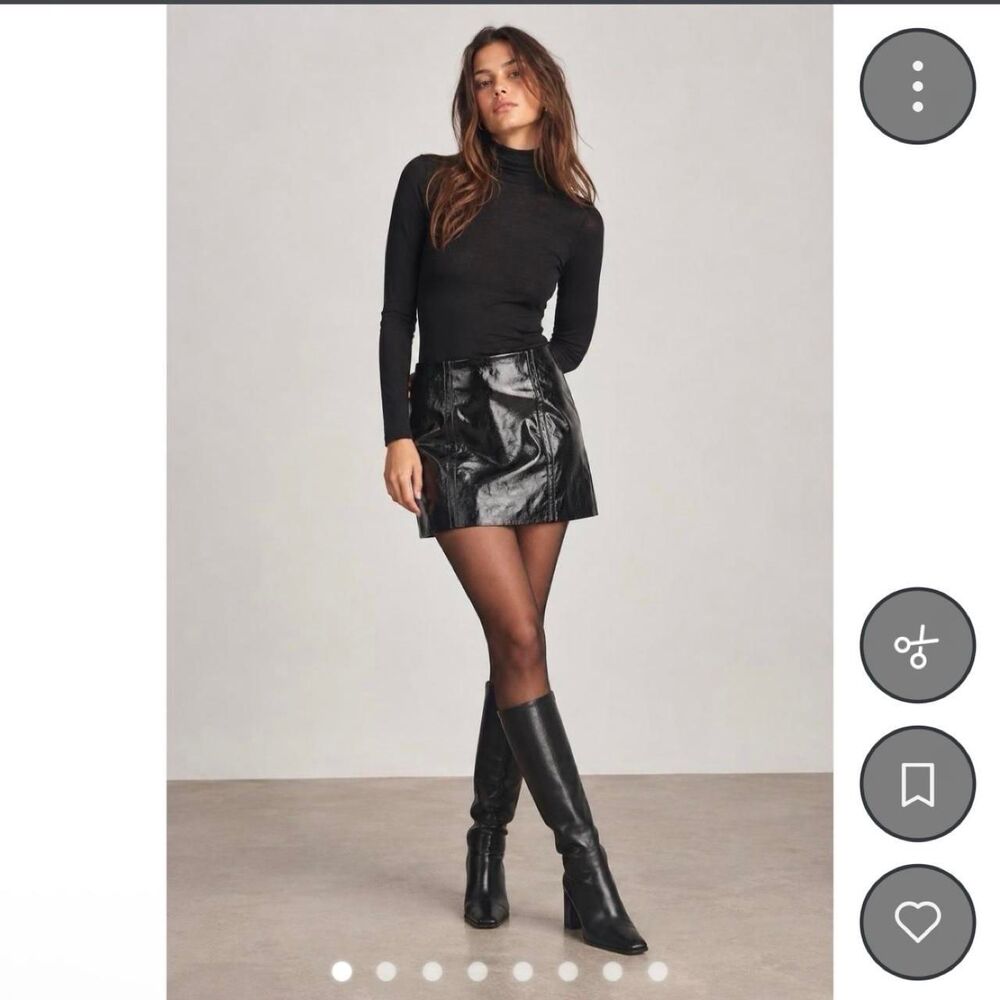 J. Crew Black Faux Distressed Leather Mini Skirt